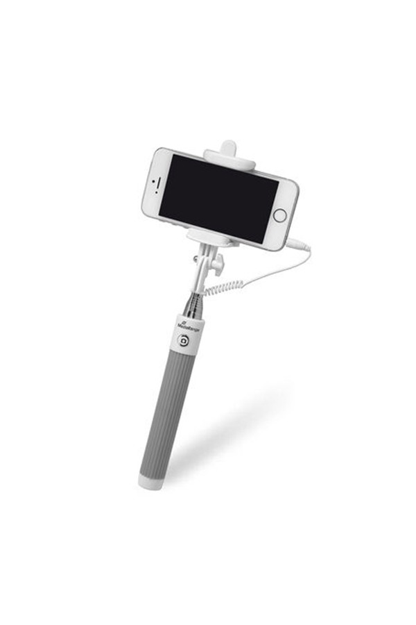 MediaRange Universal Selfie-Stick for Smartphones, with cable, White/Grey (MRMA204)