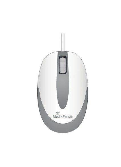 MediaRange Optical Mouse Corded 3-Button Compact-sized (White/Grey, Wired) (MROS214)