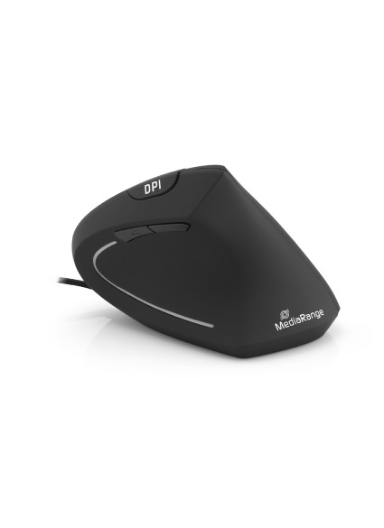 MediaRange Corded ergonomic 6-button optical mouse for right-handers (Black, Wired) (MROS230)