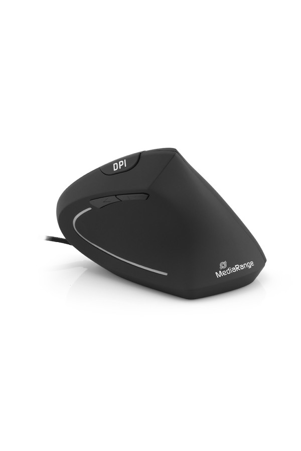 MediaRange Corded ergonomic 6-button optical mouse for right-handers (Black, Wired) (MROS230)