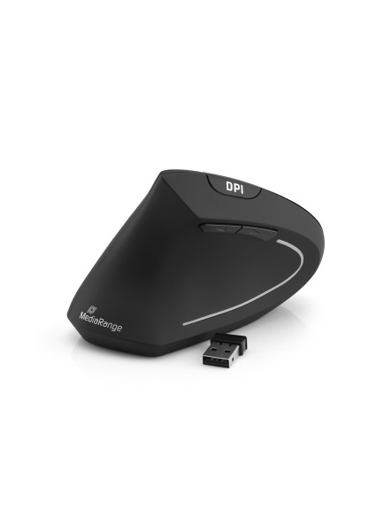 MediaRange Ergonomic 6-button wireless optical mouse for left-handers (Black, Wireless) (MROS233)