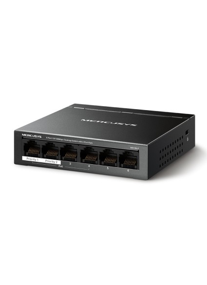 MERCUSYS Desktop Switch MS106LP, 6x 10/100 Mbps, PoE+, Ver. 1.0