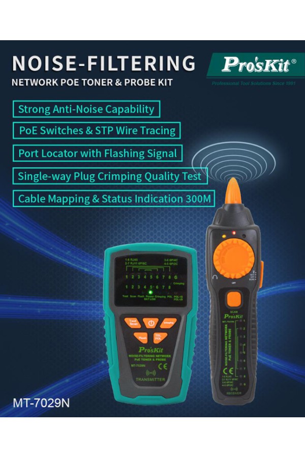 PROSKIT tester καλωδίων δικτύου MT-7029N για RJ45/11/12