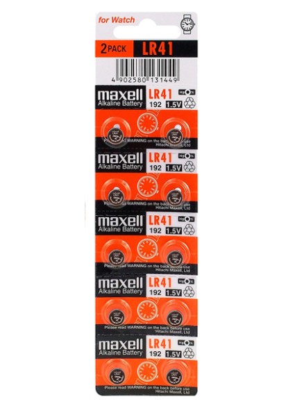 MAXELL αλκαλικές μπαταρίες LR41, 1.5V, 10τμχ