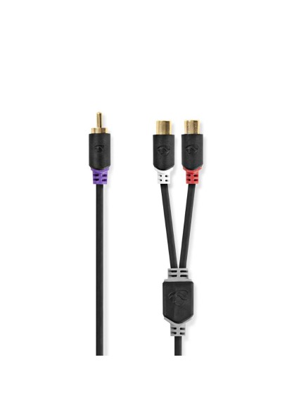 Nedis Cable 2X RCA female - RCA male 0.2m (CABW24010AT02) (NEDCABW24010AT02)