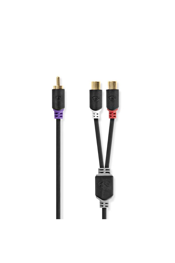 Nedis Cable 2X RCA female - RCA male 0.2m (CABW24010AT02) (NEDCABW24010AT02)