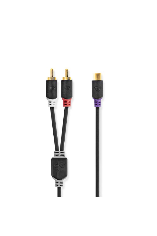 Nedis Cable RCA female - 2x RCA male 0.2m (CABW24020AT02) (NEDCABW24020AT02)