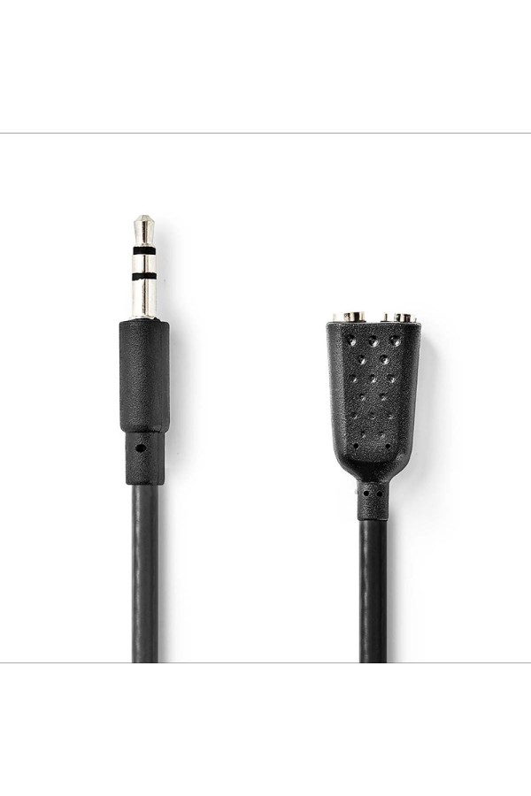 Nedis Stereo Audio Cable 3.5 mm Male  2x 3.5 mm Female 0.20 m (CAGB22100BK02) (NEDCAGB22100BK02)
