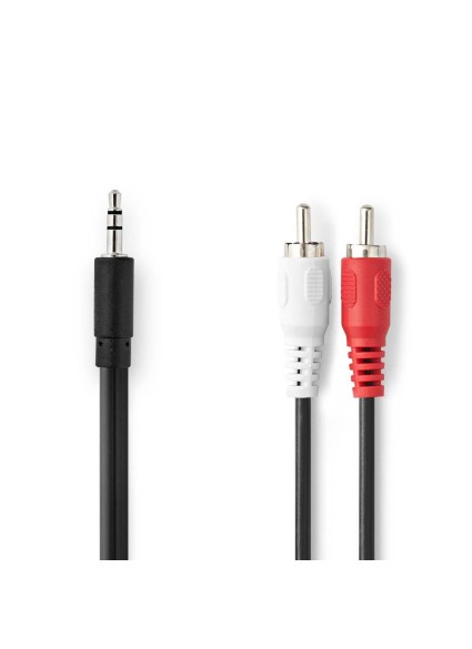 Nedis Καλώδιο ήχου 1x Jack 3.5mm αρσενικό/2x RCA αρσενικό 1m Mαύρο (CAGB22200BK10) (NEDCAGB22200BK10)