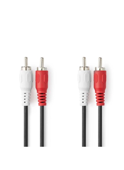 Nedis Cable 2x RCA male - 2x RCA male 1.0m (CAGB24200BK10) (NEDCAGB24200BK10)