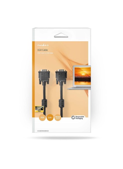 Nedis Cable VGA male - VGA male 2m (CCGB59000BK20) (NEDCCGB59000BK20)