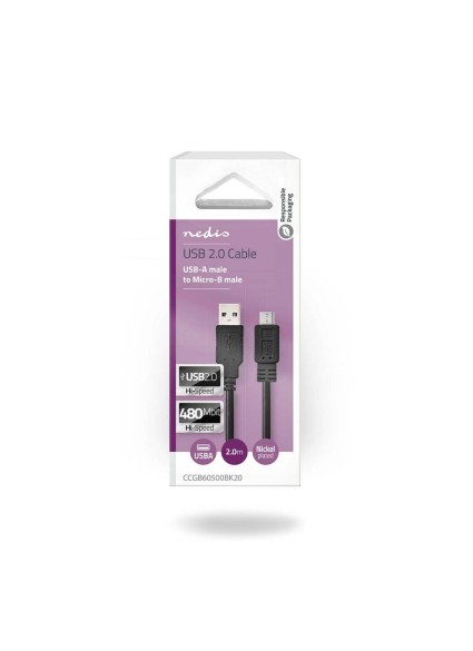 Nedis Regular USB 2.0 to micro USB Cable Μαύρο 2.0m (CCGB60500BK20) (NEDCCGB60500BK20)