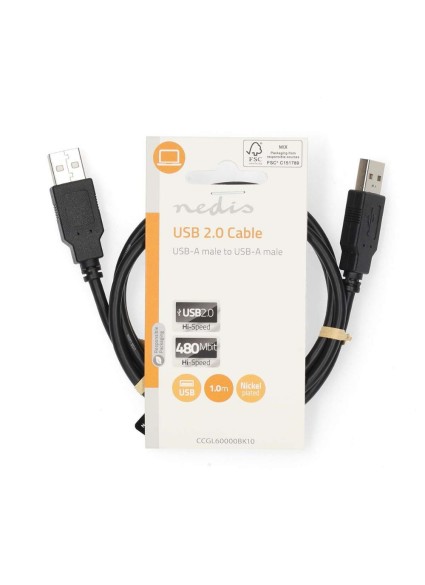 Nedis USB 2.0 USB-A Male to USB-A Male 1m Black (CCGL60000BK10) (NEDCCGL60000BK10)