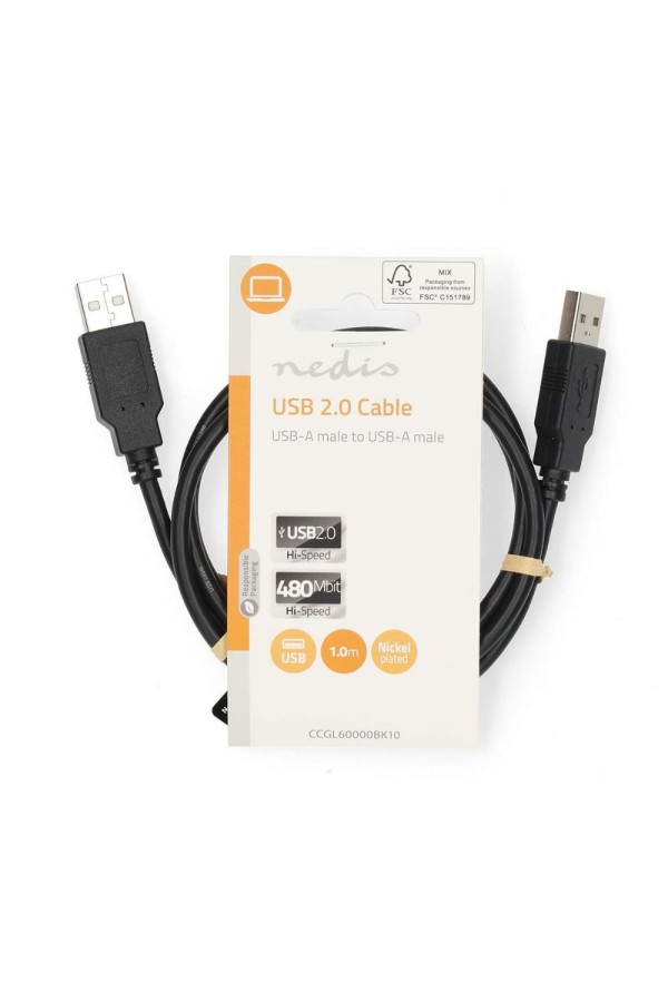 Nedis USB 2.0 USB-A Male to USB-A Male 1m Black (CCGL60000BK10) (NEDCCGL60000BK10)