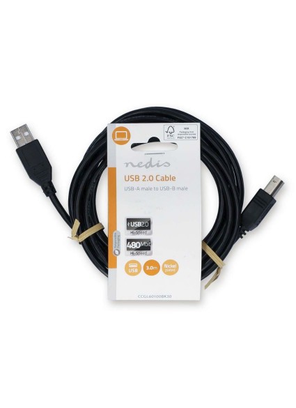 Nedis USB 2.0 Cable USB-A male - USB-A male / USB-B male Μαύρο 3m (CCGL60100BK30) (NEDCCGL60100BK30)