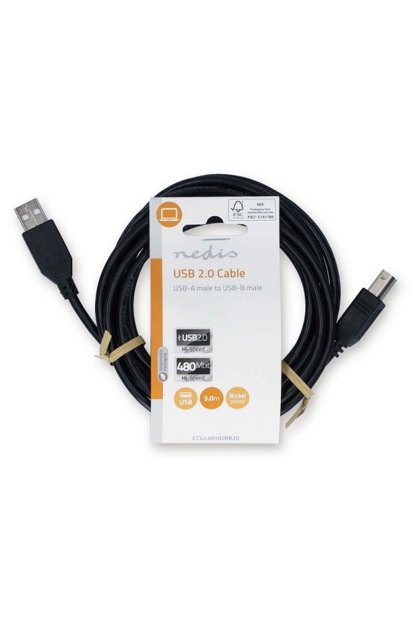 Nedis USB 2.0 Cable USB-A male - USB-A male / USB-B male Μαύρο 3m (CCGL60100BK30) (NEDCCGL60100BK30)