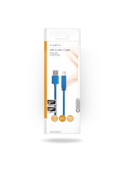 Nedis USB 3.0 Cable USB-A male - USB-B male 3m (CCGP61100BU30) (NEDCCGP61100BU30)