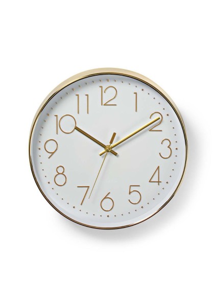 Nedis Ρολόι Τοίχου Πλαστικό Gold / White 30cm (CLWA015PC30GD) (NEDCLWA015PC30GD)