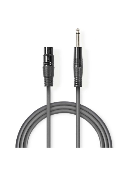 Nedis Cable XLR female - 6.3mm male 10m (COTG15120GY100) (NEDCOTG15120GY100)