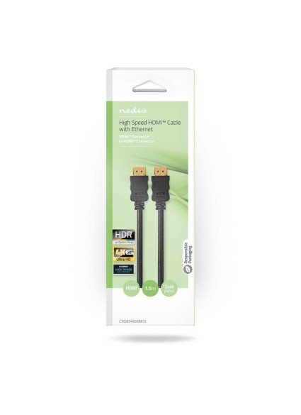 Nedis HDMI 1.4 Cable HDMI male - HDMI male 1.5m Μαύρο (CVGB34000BK15) (NEDCVGB34000BK15)