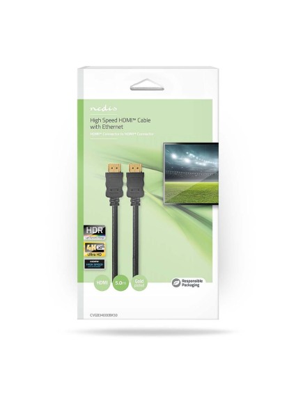 Nedis HDMI 1.4 Cable HDMI male - HDMI male 5m Μαύρο (CVGB34000BK50) (NEDCVGB34000BK50)