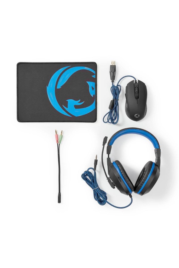 Nedis Gaming Combo Kit 3-in-1 Over Ear Gaming Headset με σύνδεση 3.5mm (GCK31100BK) (NEDGCK31100BK)