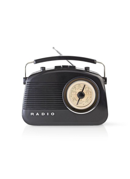 Nedis Retro Φορητό Ραδιόφωνο Ρεύματος / Μπαταρίας Μαύρο Black (RDFM5000BK) (NEDRDFM5000BK)