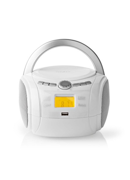 Nedis Φορητό Ηχοσύστημα Boombox με Bluetooth / CD / USB / Ραδιόφωνο σε Λευκό Χρώμα (SPBB100WT) (NEDSPBB100WT)
