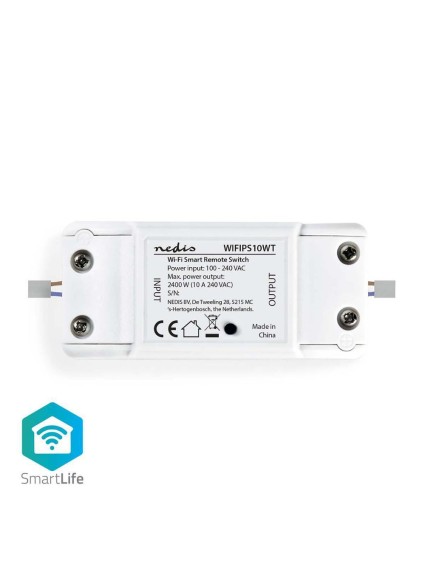 Nedis Circuit Breaker In-Line 10A Smart Ενδιάμεσος Διακόπτης Wi-Fi σε Λευκό Χρώμα (WIFIPS10WT) (NEDWIFIPS10WT)