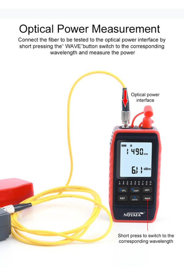 NOYAFA tester καλωδίων οπτικής ίνας NF-908L, 850-1625nm, -60~8dBm