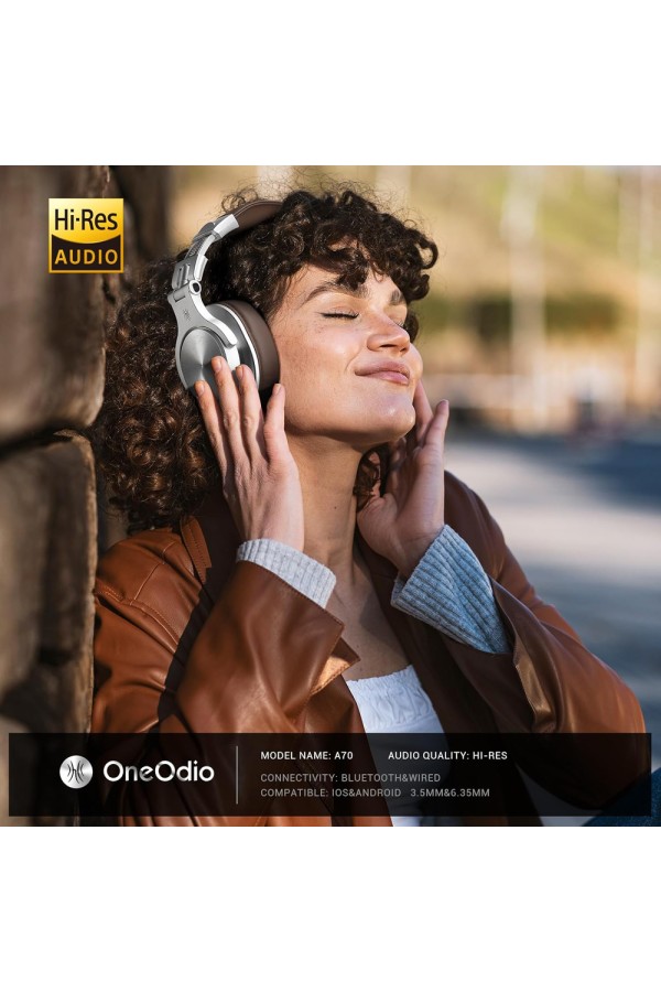 ONEODIO headphones Fusion A70, ενσύρματα/ασύρματα, Hi-Res, 40mm, ασημί