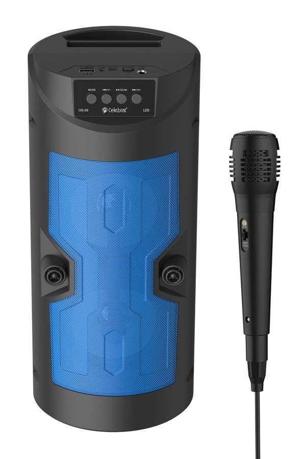 CELEBRAT φορητό ηχείο OS-09 με μικρόφωνο, 10W, 1200mAh, Bluetooth, μπλε