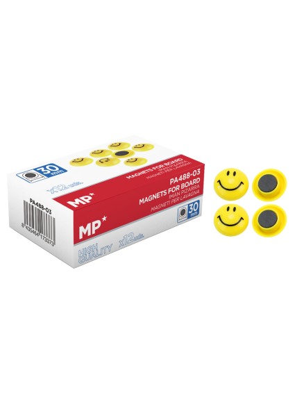 MP μαγνήτης smiley face PA488-03, 30mm, κίτρινος, 12τμχ