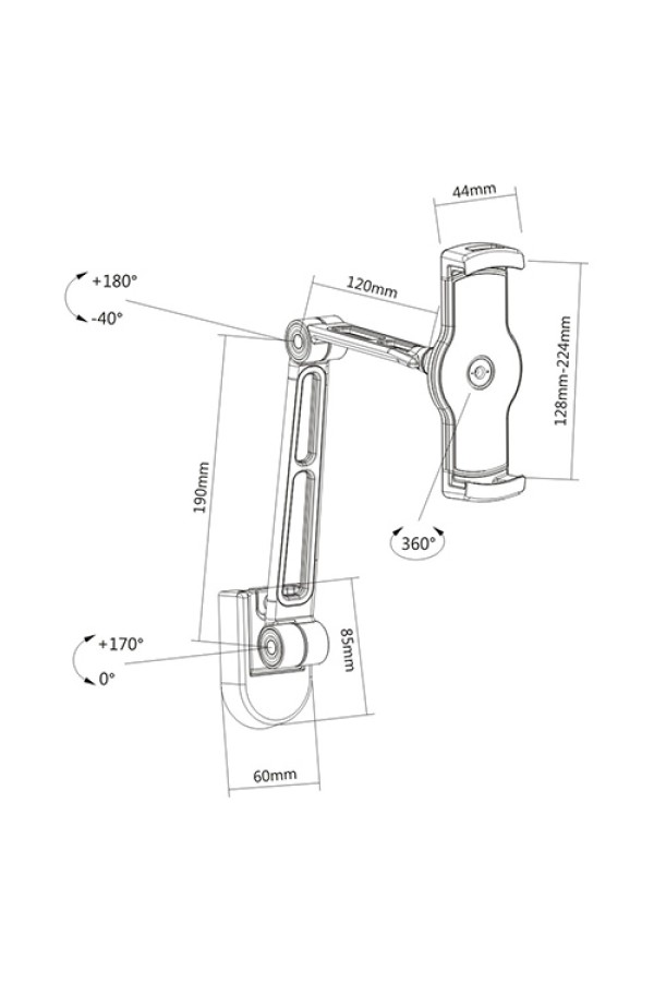 BRATECK επιτοίχια βάση PAD28-02 για tablet/smartphone 4.7-12.9