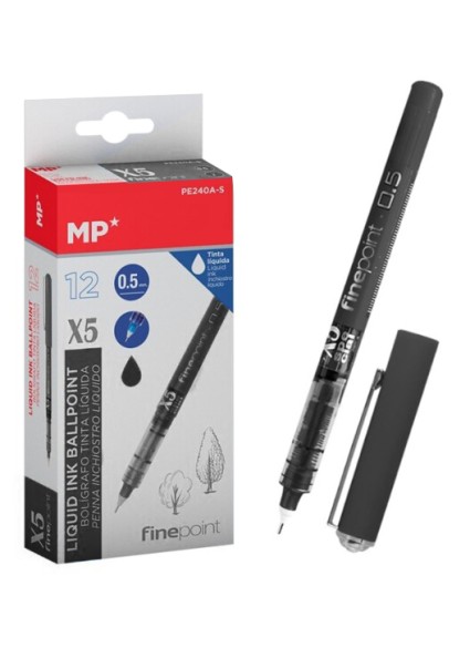 MP στυλό διαρκείας, καλλιγραφίας PE240N-S, 0.5mm, μαύρο, 12τμχ