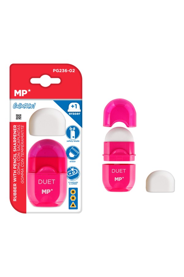 MP γόμα & ξύστρα με κάδο PG236-02-PK με ανταλλακτική γόμα, ροζ