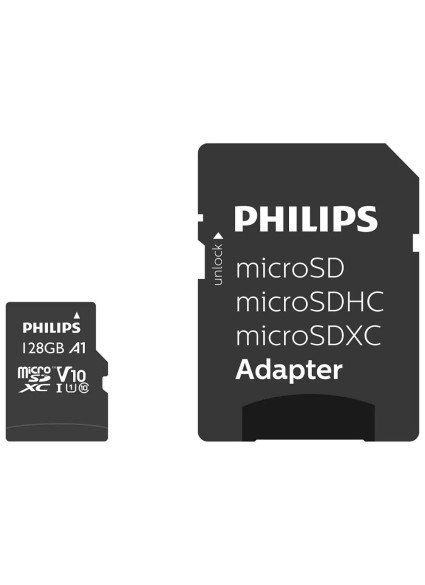 Philips microSDXC 128GB Class 10 U1 UHS-I με αντάπτορα (FM12MP45B/00) (PHIFM12MP45B-00)