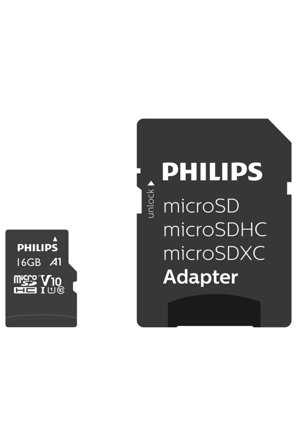 Philips microSDHC 16GB Class 10 U1 V10 A1 UHS-I με αντάπτορα (FM16MP45B/00) (PHIFM16MP45B-00)