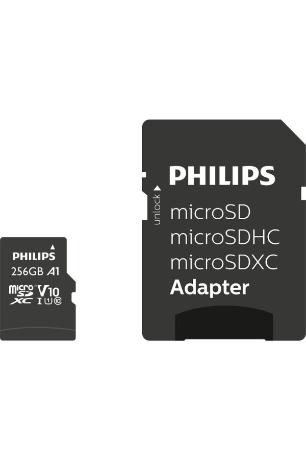 Philips microSDXC 256GB Class 10 U1 V30 A1 UHS-I με αντάπτορα (FM25MP45B/00) (PHIFM25MP45B-00)