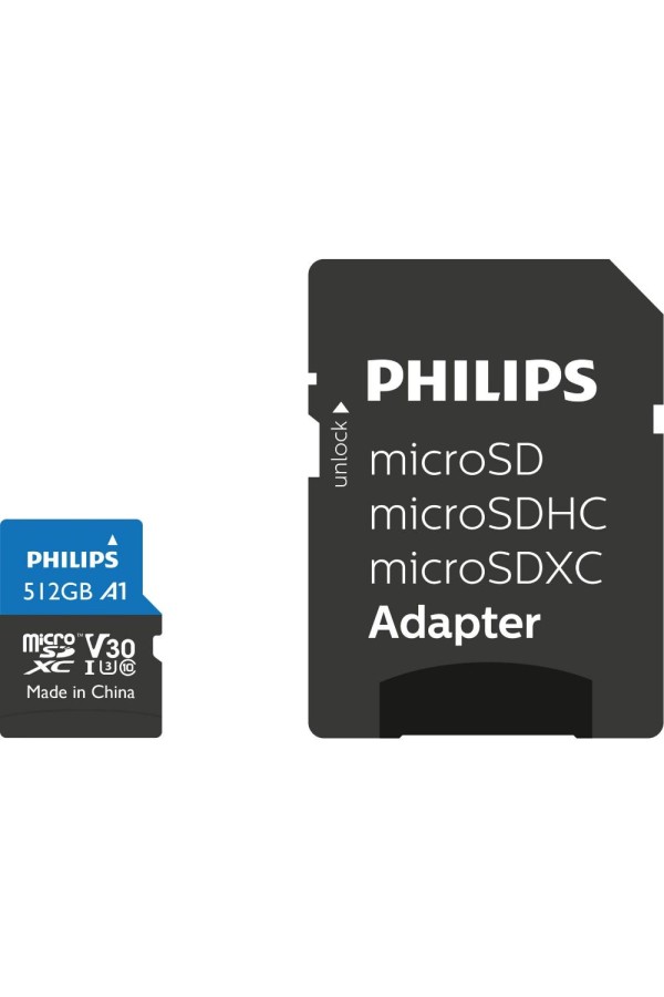 Philips microSDXC 512GB Class 10 U3 UHS-I με αντάπτορα (FM51MP65B/00) (PHIFM51MP65B-00)