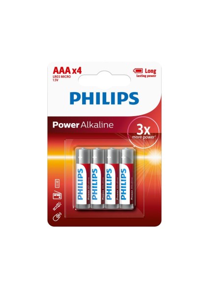 Philips Power Αλκαλικές Μπαταρίες AAA 1.5V 4τμχ (LR03P4B/10) (PHILR03P4B-10)