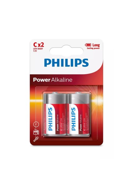 Philips Power Αλκαλικές Μπαταρίες C 1.5V 2τμχ (LR14P2B/10) (PHILR14P2B-10)