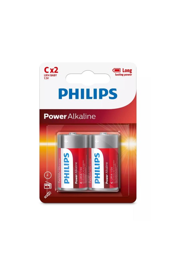 Philips Power Αλκαλικές Μπαταρίες C 1.5V 2τμχ (LR14P2B/10) (PHILR14P2B-10)