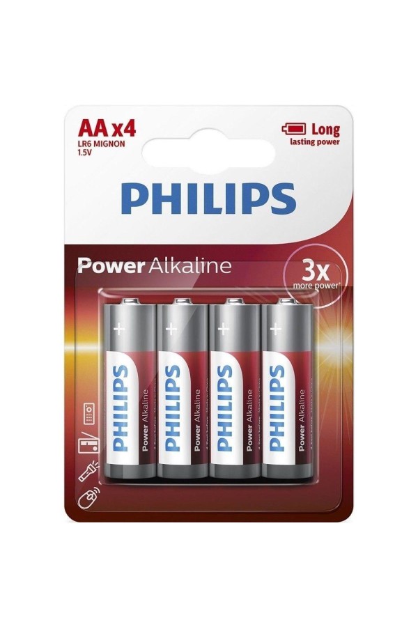 Philips Power Αλκαλικές Μπαταρίες AA 1.5V 4τμχ (LR6P4B/10) (PHILR6P4B-10)