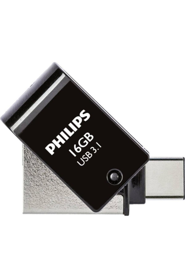 Philips 2-in-1 16GB USB 3.1 Stick με σύνδεση USB-C Μαύρο (PHUSB16G2IN1OTGGU3C) (ΠΗΙPHUSB16G2IN1OTGGU3C)