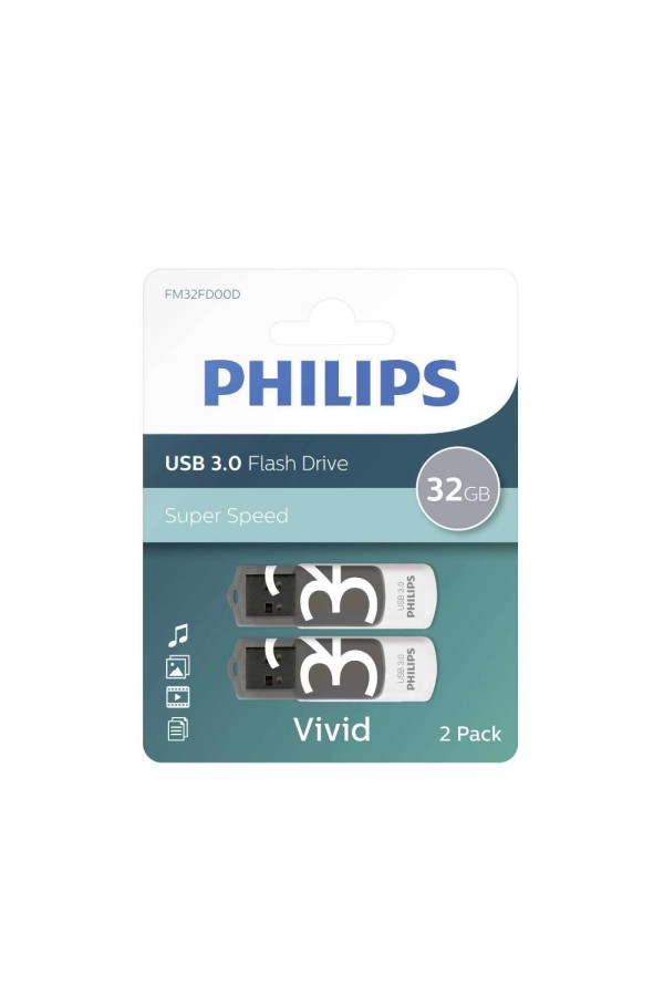 Philips Vivid pack 32GB USB 3.0 Stick Γκρι (PHUSB32GVIVIDU3P2) (PHIPHUSB32GVIVIDU3P2)