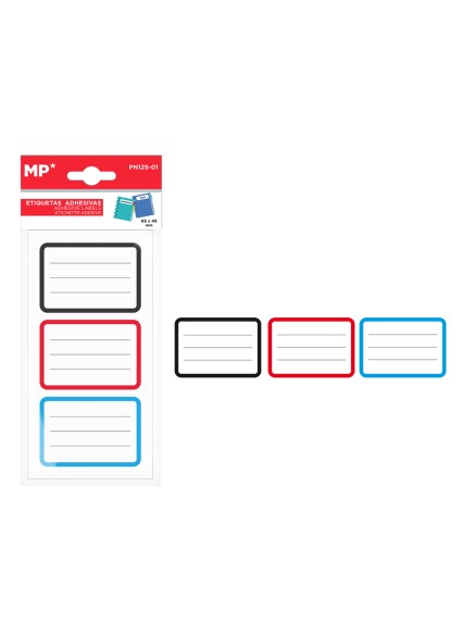 MP αυτοκόλλητες ετικέτες τετραδίων PN125-01, 65x45mm, 3 χρώματα, 24τμχ