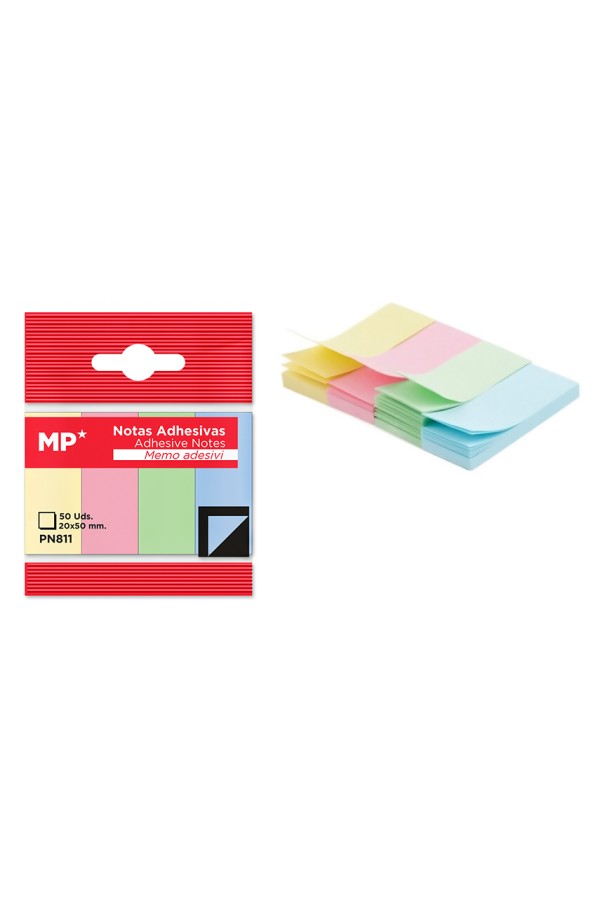 MP αυτοκόλλητοι σελιδοδείκτες PN811, 20x50mm, 200τμχ, χρωματιστοί
