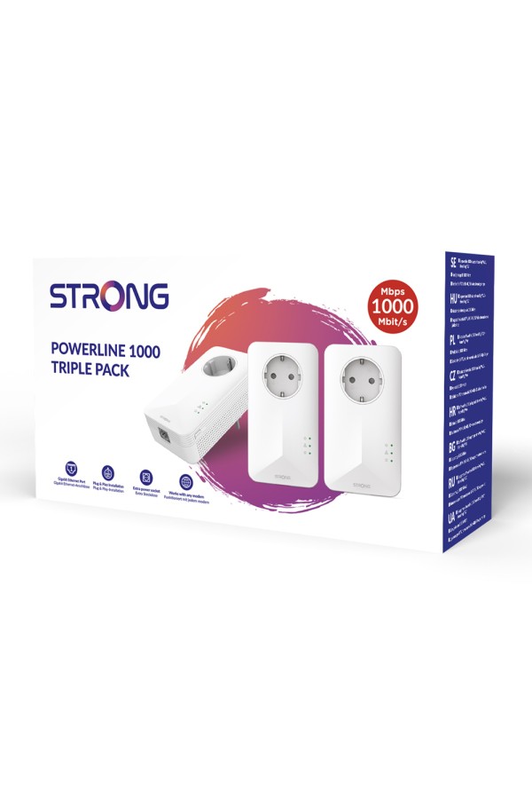 STRONG Powerline Kit POWERL1000TRIEUV2, Passthrough, 1000Mbps, 3τμχ