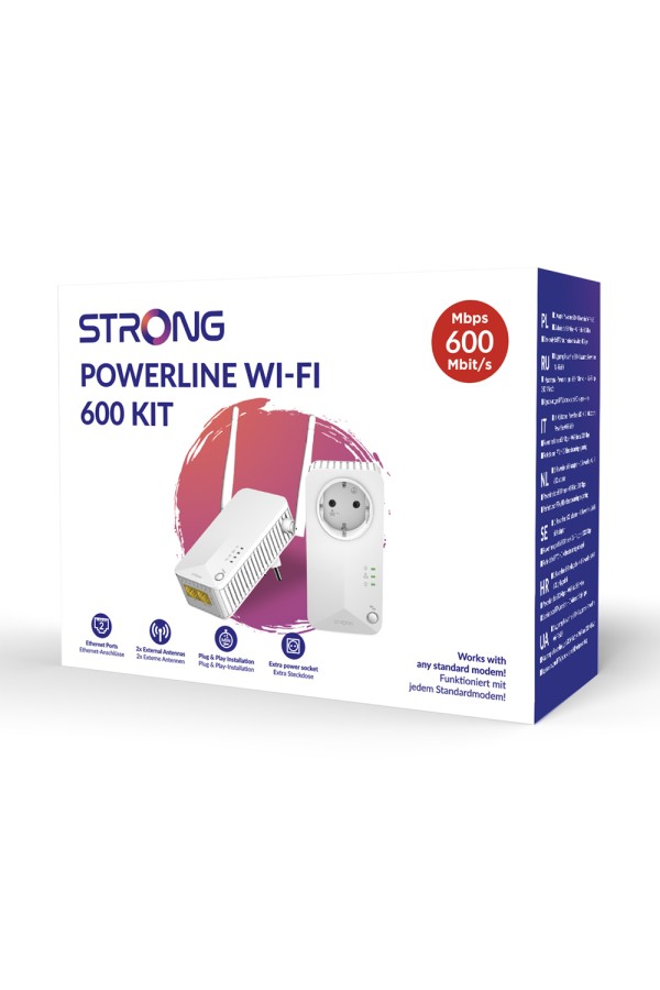 STRONG Powerline Kit POWERLWF600DUOEUV2, 600Mbps, 300Mbps WiFi, 2τμχ